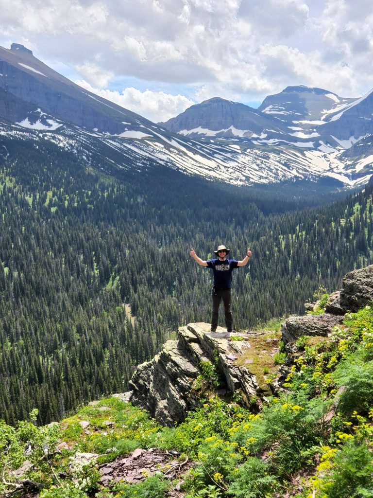 Dr. Kieffer on a hike at Glacier National Park.