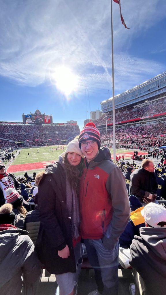 Dr. Kieffer cheering on the Buckeyes at the Shoe.